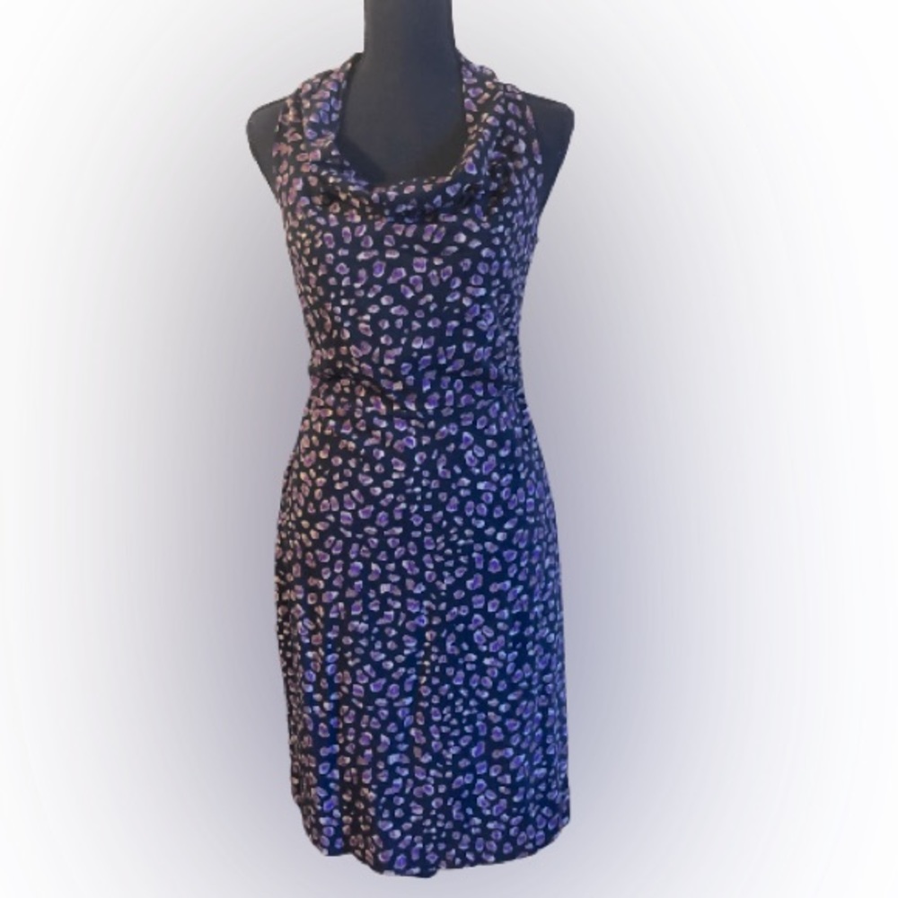 Ann Taylor Black and Purple Midi Dress